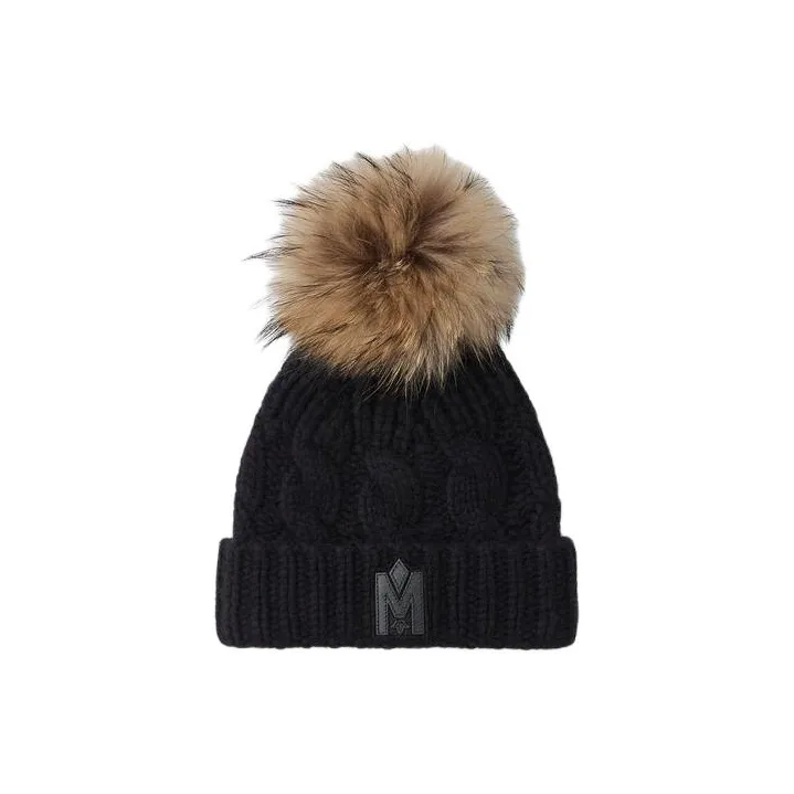 MACKAGE Cashmere Wool Leather Fur Beanies Kids' Black-0