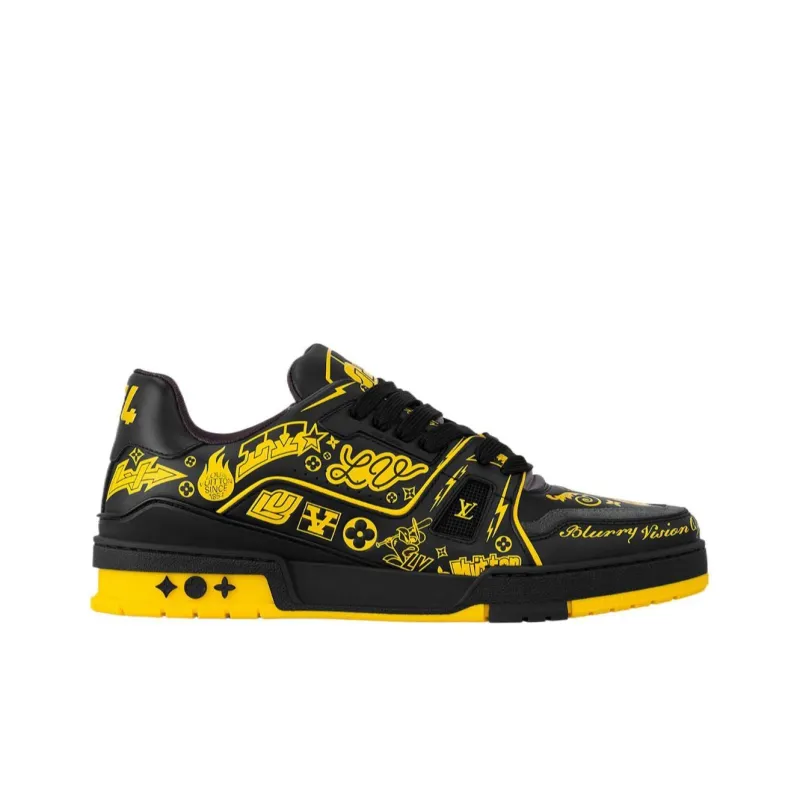LOUIS VUITTON Trainer Low Top Skateboard Shoes Women's Black-1