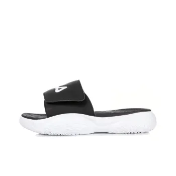 FILA Rubber Sole Slip Resistant Slippers Unisex Black Korean Style
