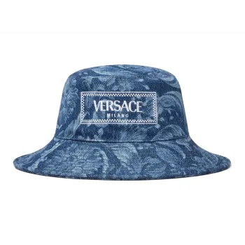 VERSACE Barocco Pattern Denim Bucket Hat