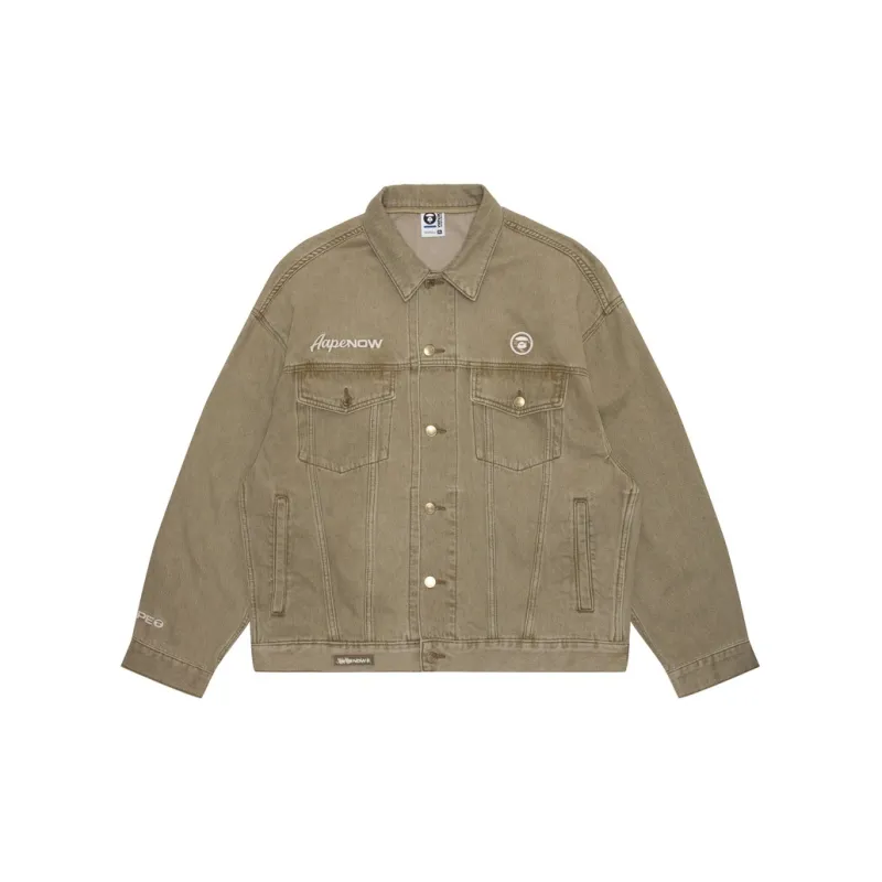 Aape By *A Bathing APE® Logo appliqué Hooded Denim Jacket-8