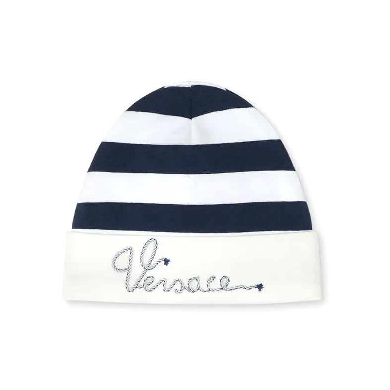 VERSACE Cotton-Elastane Blend Beanies Kids' Blue/White-0