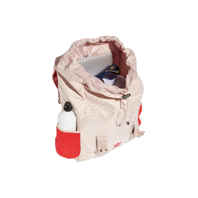 Adidas Originals Recycled Polyester Jacquard Fabric Backpack Regular Women's Taupe & Scarlet-2