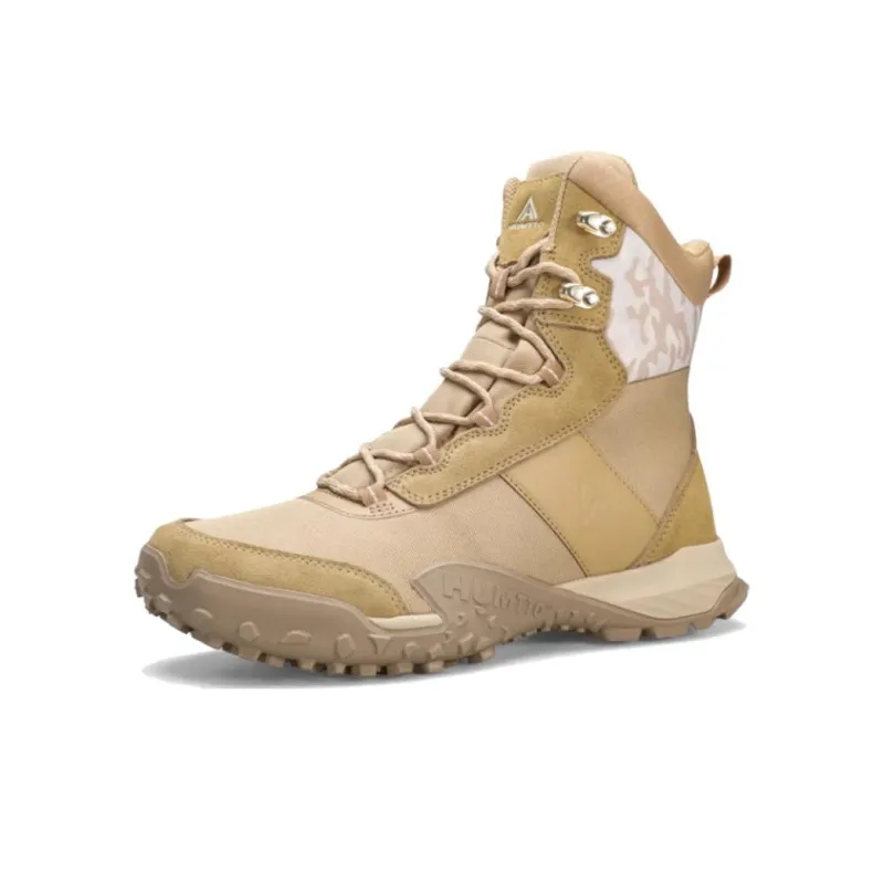 HUMTTO Anti Slip Wear Resistant High Top Outdoor Shoes Men's Brown Yellow-2