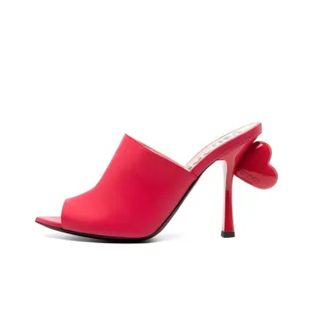 MOSCHINO 100mm Heart-detail Leather Mules