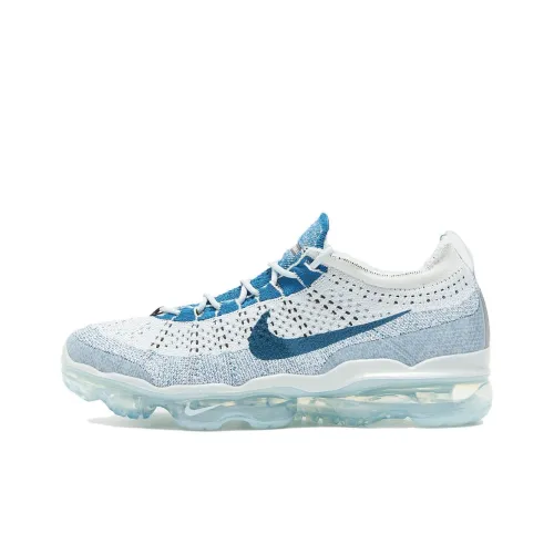 Nike VaporMax Flyknit Durable Breathable Low Top Running Shoes Men's White Blue