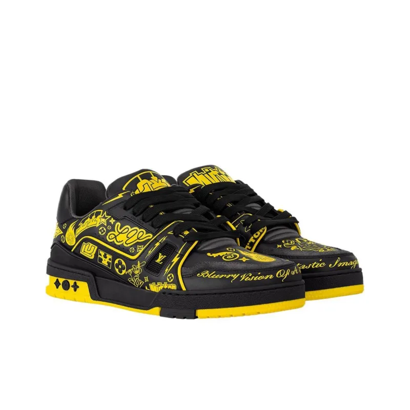 LOUIS VUITTON Trainer Low Top Skateboard Shoes Women's Black-2