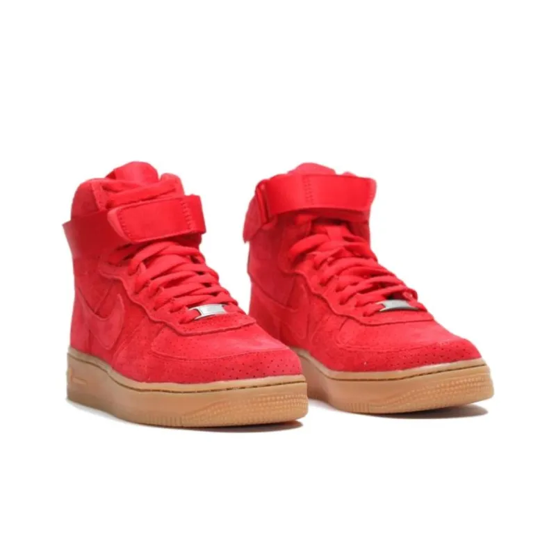 Nike Air Force 1 High Suede University Red Gum Women's-2