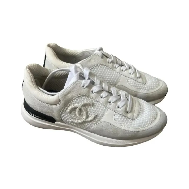 CHANEL Logo Sneaker White Black Women's-3