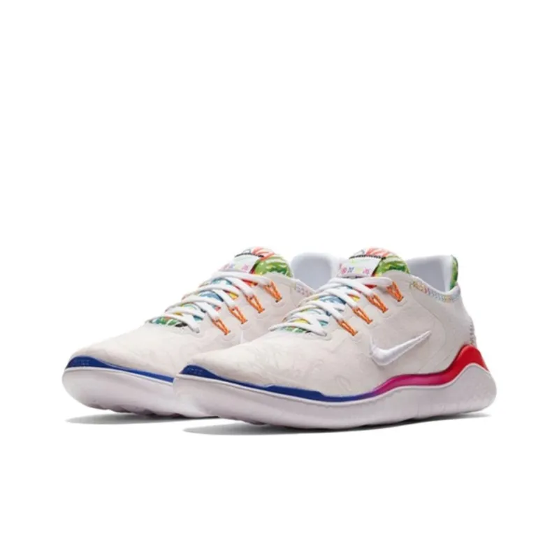 Nike Free RN 2018 Cushioning, Wear Resistant Low Top Casual Running Shoes Women's Pink White-2