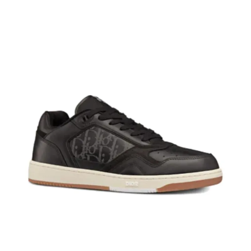 DIOR B27 Low Erl Black Smooth Calfskin And DIOR Oblique Galaxy Leather-2