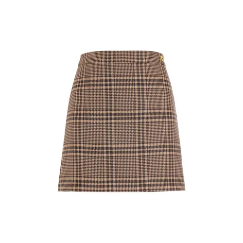 Ochirly Casual Short Skirts Women's Coffee Grid 987