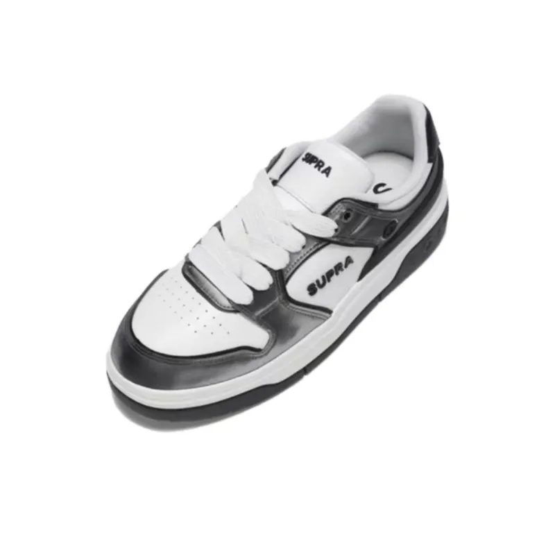 SUPRA 23FW Cushioning Wear-Resistant Low-Top Skateboard Shoes Unisex Black White Gray-3