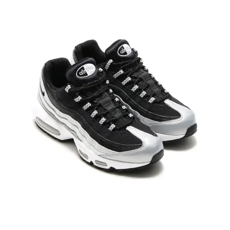 Nike Air Max 95 Cushioning, Wear Resistant Low Top Casual Shoes Women's Metal Platinum Silver-3