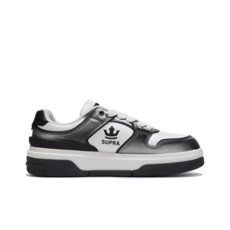 SUPRA 23FW Cushioning Wear-Resistant Low-Top Skateboard Shoes Unisex Black White Gray-1