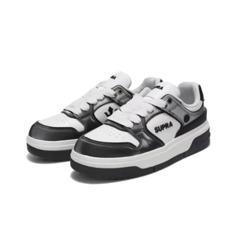 SUPRA 23FW Cushioning Wear-Resistant Low-Top Skateboard Shoes Unisex Black White Gray-2