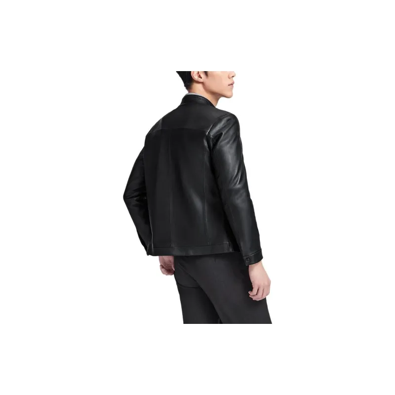 GOLDLION Leather Jacket Men's Black-1
