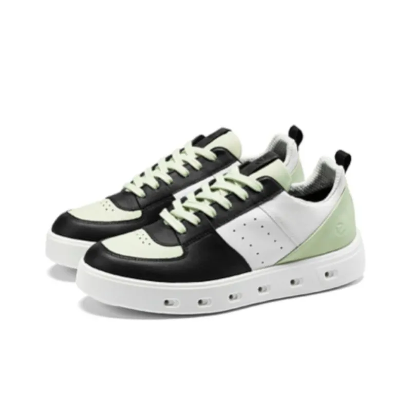 Ecco Low Top Skateboard Shoes Women's Black Green White-1