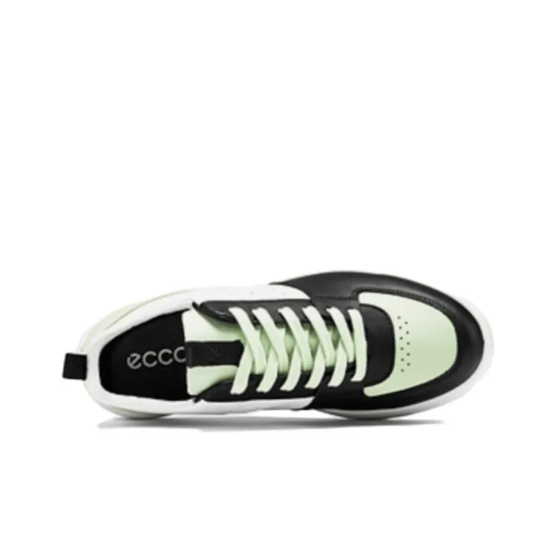 Ecco Low Top Skateboard Shoes Women's Black Green White-2