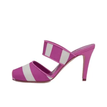 MANOLO BLAHNIK Genuine Leather Sole Wrap-toe Slippers Women's Pink