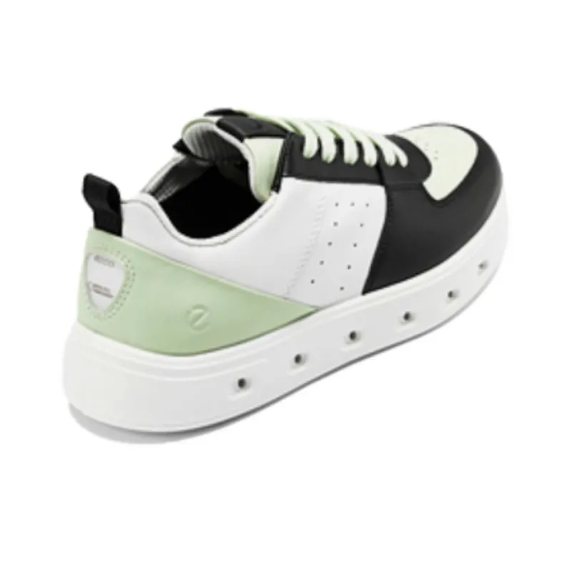 Ecco Low Top Skateboard Shoes Women's Black Green White-3