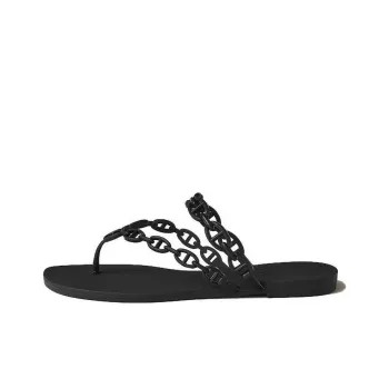 HERMES Rubber Sole Slip Resistant Flip Flops Women's Black
