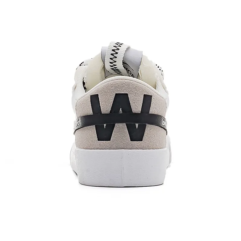 Warrior Puffy Shoes Wear resistant Lightweight Breathable And Non slip. Low Top Skateboard Shoes Unisex White Black-3