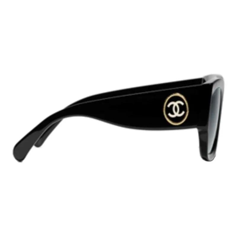 CHANEL Rectangular Sunglasses Unisex Black-2