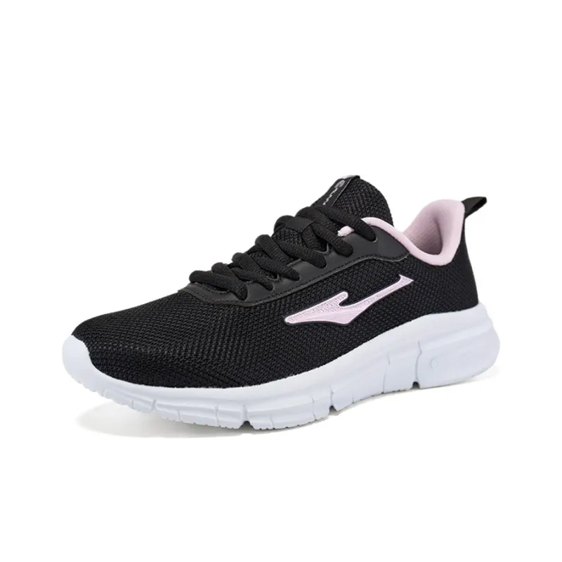 Erke Cushioning Anti Slip Wear Resistant Breathability Low Top Running Shoes Women's Black Pink-2