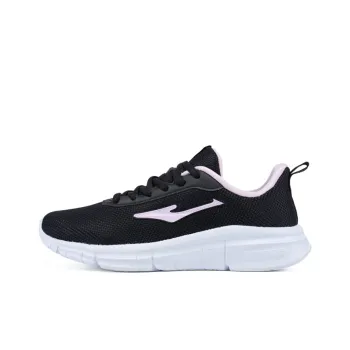 Erke Cushioning Anti Slip Wear Resistant Breathability Low Top Running Shoes Women's Black Pink