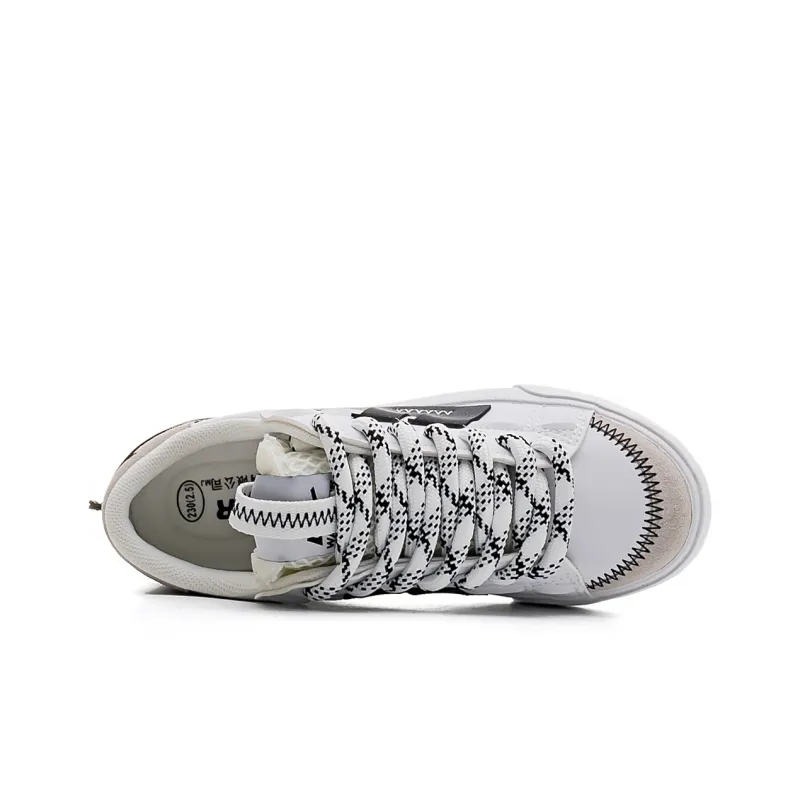 Warrior Puffy Shoes Wear resistant Lightweight Breathable And Non slip. Low Top Skateboard Shoes Unisex White Black-2