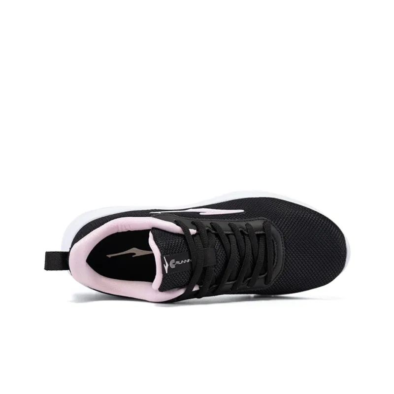 Erke Cushioning Anti Slip Wear Resistant Breathability Low Top Running Shoes Women's Black Pink-3