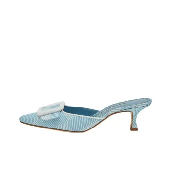 MANOLO BLAHNIK Maysalebi Slip Resistant Closed Toe Slippers 5cm Women's Blue