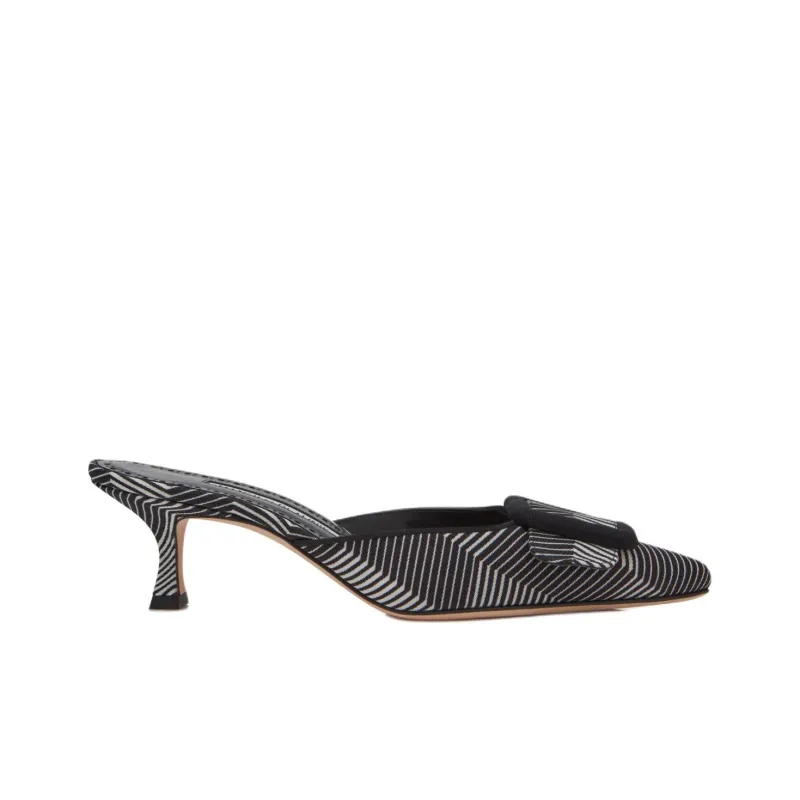 MANOLO BLAHNIK Maysalebi Genuine Leather Sole Abrasion Resistant Closed Toe Slippers Women's Black-1