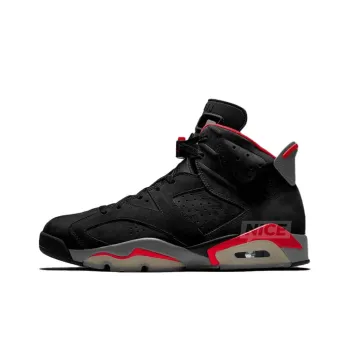 Jordan Air Jordan 6 'Bred' Slip-Resistant High-Top Vintage Basketball Shoes Men's Black Gray Red