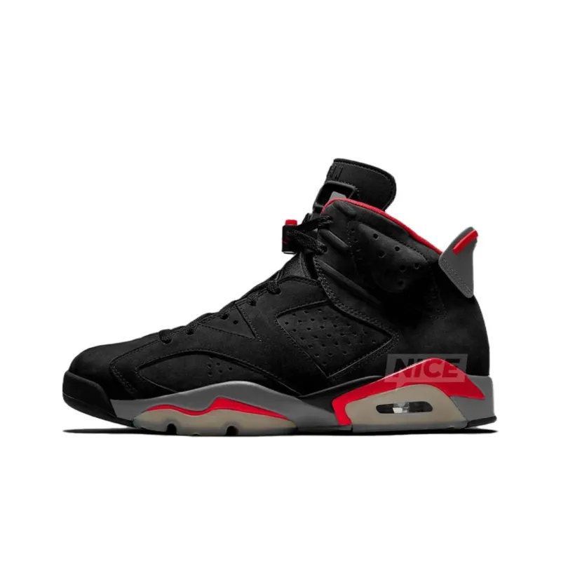 Jordan Air Jordan 6 'Bred' Slip-Resistant High-Top Vintage Basketball Shoes Men's Black Gray Red-0
