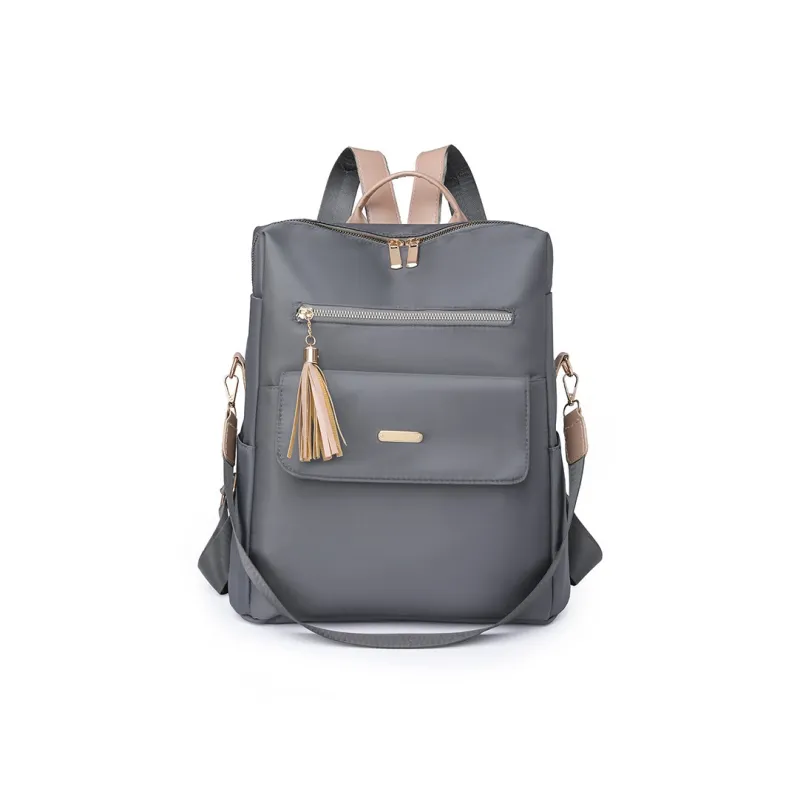 Duoluplo Doron Paul Nylon Backpack Portable One Shoulder Backpack Regular Unisex Black/Khaki/Gray/Beige-8