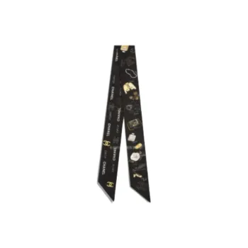 CHANEL Silk Scarves Women's Black