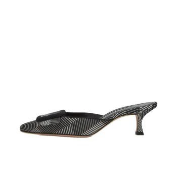 MANOLO BLAHNIK Maysalebi Genuine Leather Sole Abrasion Resistant Closed Toe Slippers Women's Black