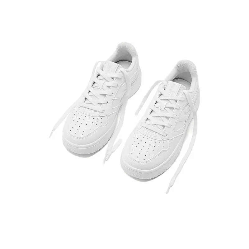 QIAODAN Durable Breathable Low Top Skateboard Shoes Women's White-3