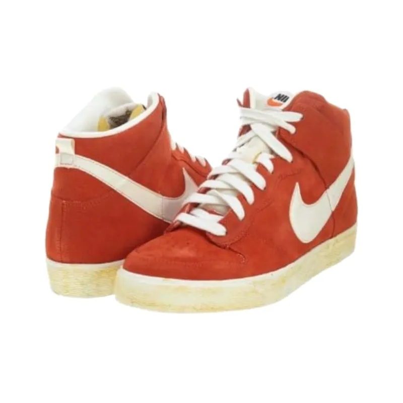 Nike Dunk High Slip-Resistant High-Top Skateboard Shoes Unisex Brown White-3