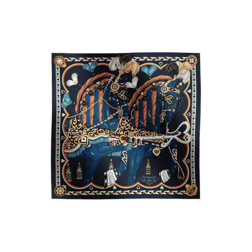 HERMES Silk Scarves Women's Black