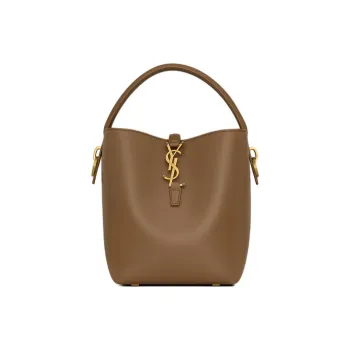SAINT LAURENT Sheepskin Bucket Bags Shoulder Bags Small Size Women's Brown
