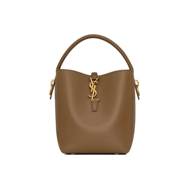 SAINT LAURENT Sheepskin Bucket Bags Shoulder Bags Small Size Women's Brown-0