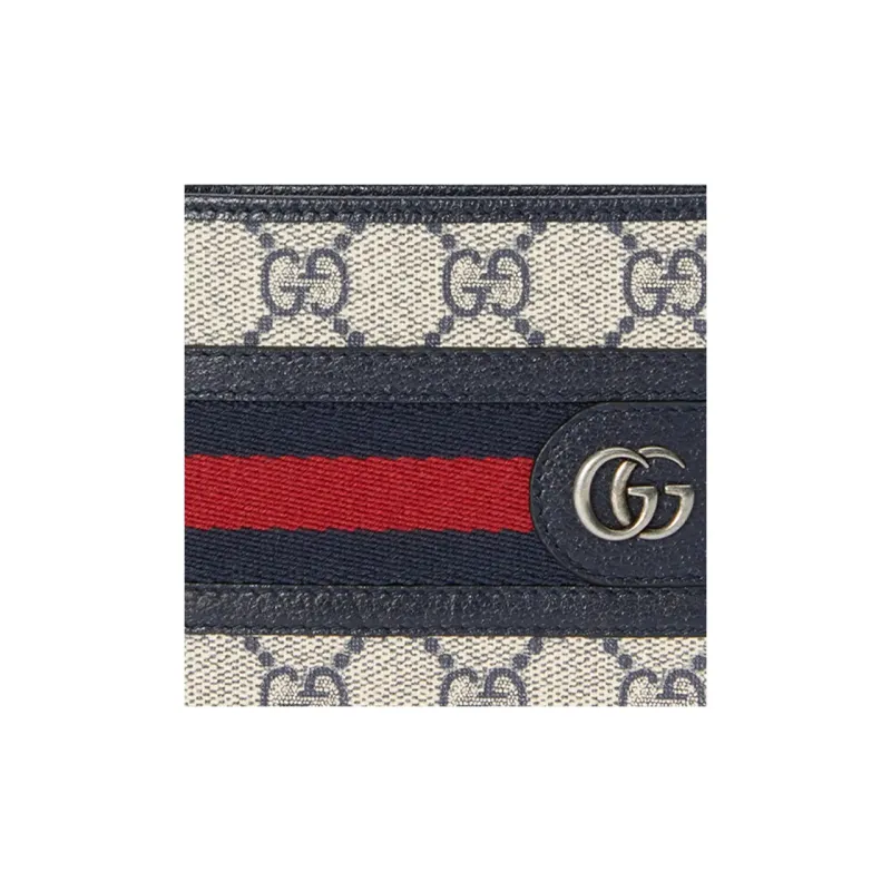 GUCCI Ophidia Canvas With Leather Wallet Men's Blue & Beige-5