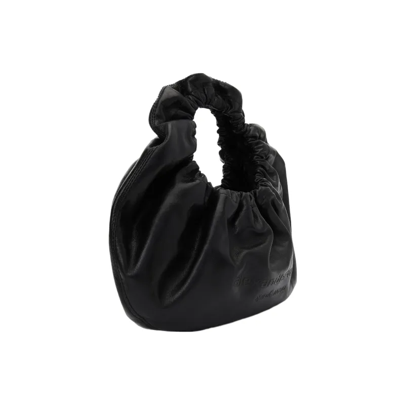 Alexander Wang Crackled Patent Leather One Shoulder Handbags Small Size Women's Black-1