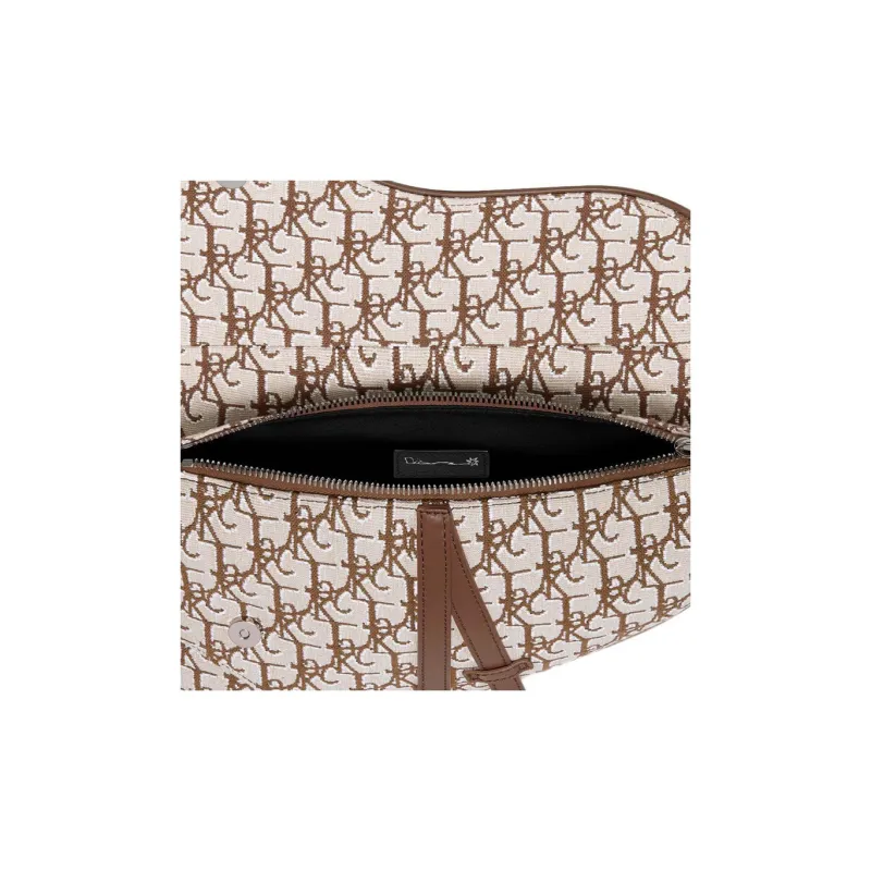 DIOR CACTUS JACK Collaboration Jacquard Fabric Saddle Bag Crossbody Shoulder Bag Women's Coffee-4