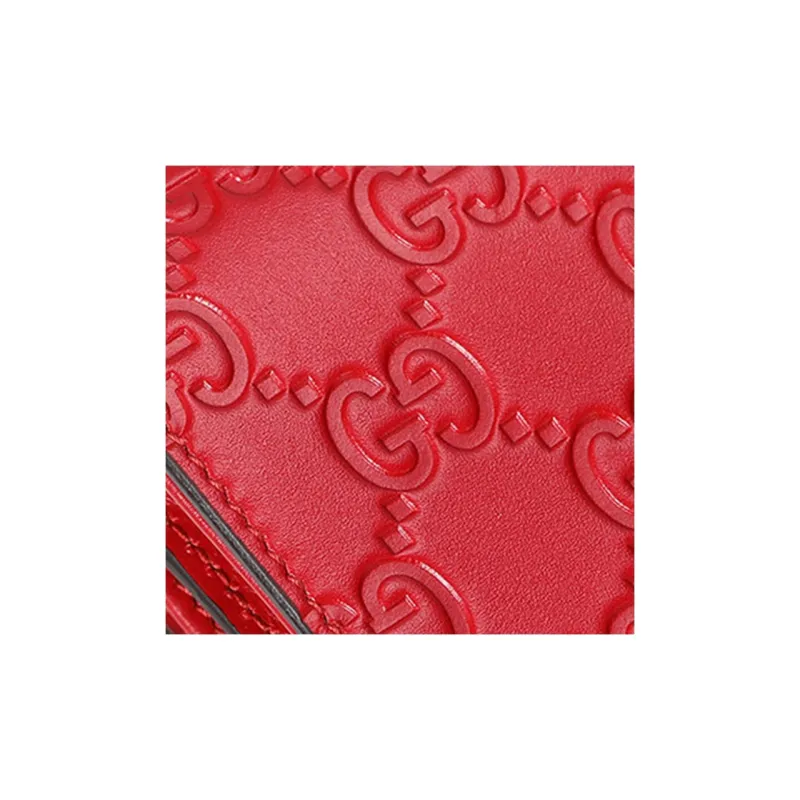 GUCCI Cow Leather Clutches Wallets Women's Red-4