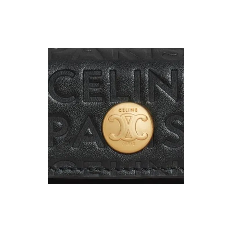 CELINE Embossed Smooth Calfskin Storage Bag Unisex Black-3