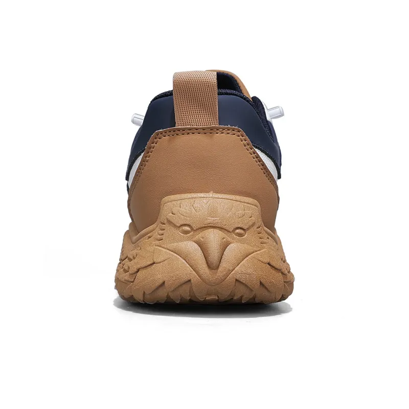 Warrior Durable Lightweight And Breathable Low Top White Sneakers No Lace Up Skateboard Shoes Men's Khaki Beige Blue-3